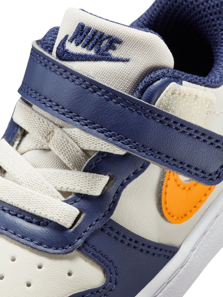 Nike Navy Blue Natural Orange Infant Court Borough Low Recraft Trainers - Image 8 of 8