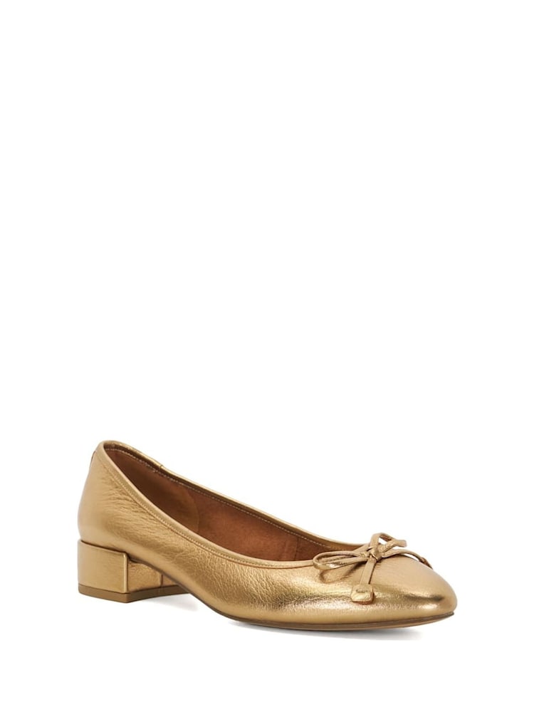 Dune London Gold Admirably Low Heel Shoes - Image 1 of 6
