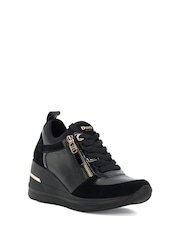 Dune London Black Standard Fit Eiline 2 Side Zip Wedge Trainers - Image 3 of 6