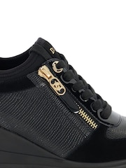 Dune London Black Standard Fit Eiline 2 Side Zip Wedge Trainers - Image 6 of 6