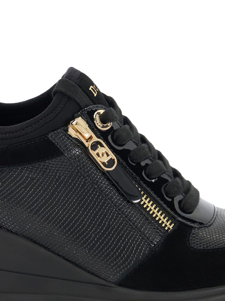 Dune London Black Standard Fit Eiline 2 Side Zip Wedge Trainers - Image 6 of 6