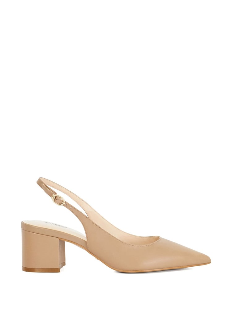 Dune London Brown Compelled Point Block Heel Slingback Shoes - Image 2 of 6