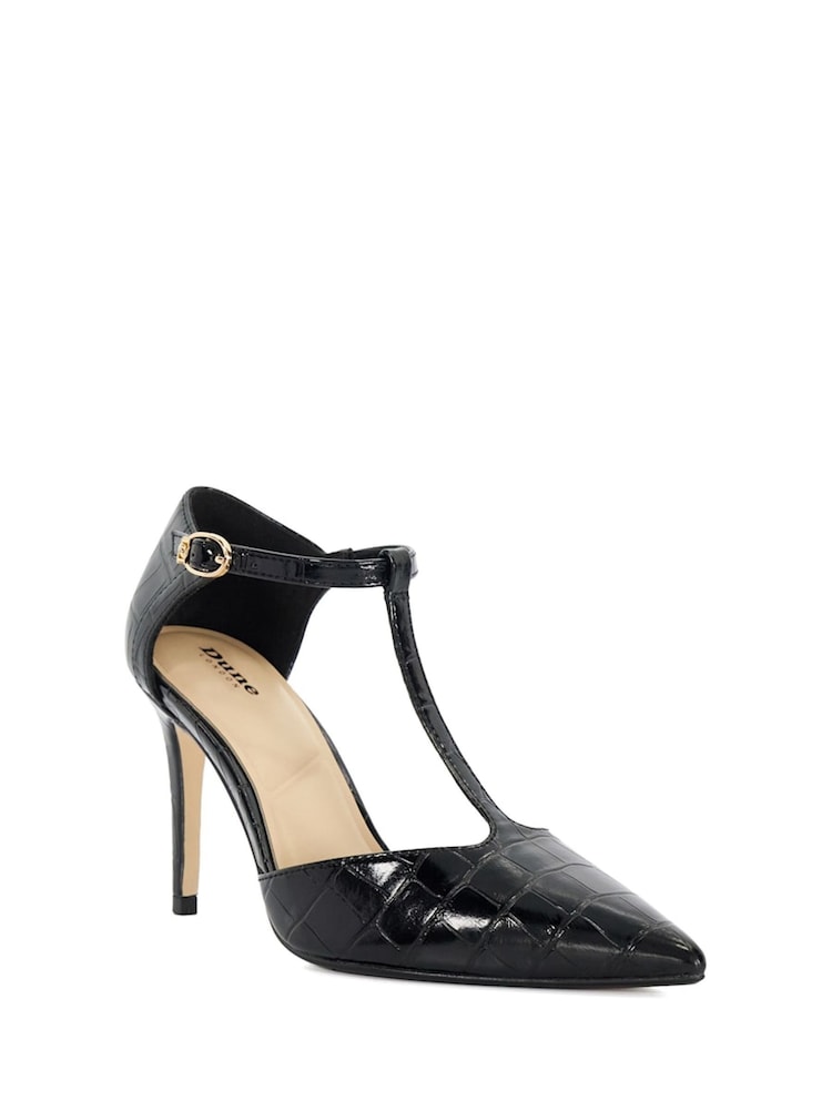 Dune London Black Castered Updated T Bar Point Court Shoes - Image 1 of 5