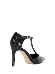 Dune London Black Castered Updated T Bar Point Court Shoes - Image 2 of 5