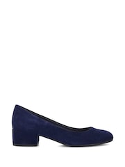 Dune London Blue Wide Fit Bracket Low Heel Comfort Court Shoes - Image 4 of 5