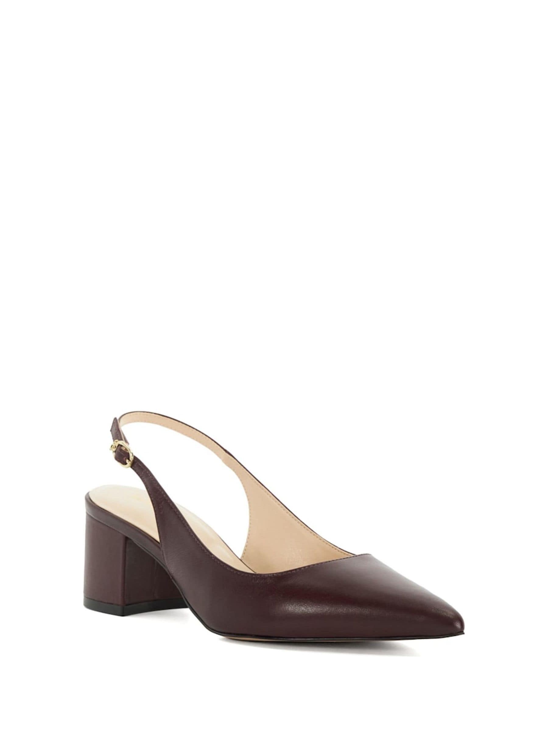 Dune London Burgundy Compelled Point Block Heel Slingback Shoes 7 EU 40 Womens