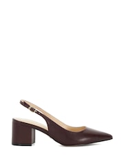Dune London Burgundy Compelled Point Block Heel Slingback Shoes - Image 3 of 6