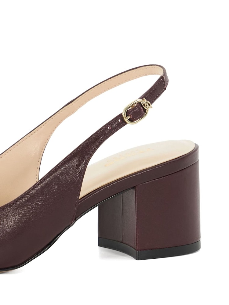 Dune London Burgundy Compelled Point Block Heel Slingback Shoes - Image 6 of 6