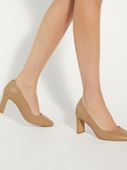 Dune London Brown Arriving Comfort Mid Block Heel Shoes - Image 1 of 6