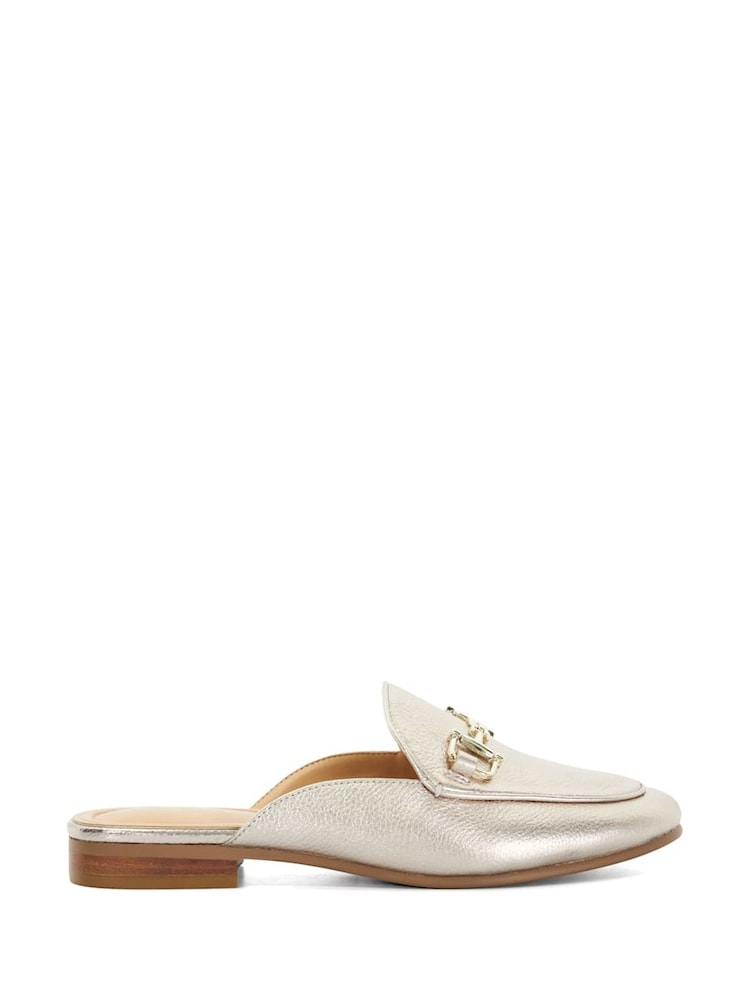 Dune London Gold Glairing Backless Branded Shoes - Image 2 of 6
