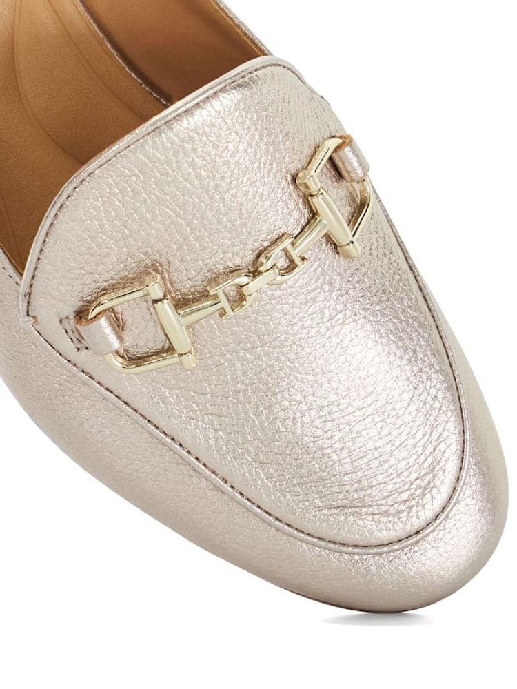 Dune London Gold Glairing Backless Branded Shoes - Image 6 of 6