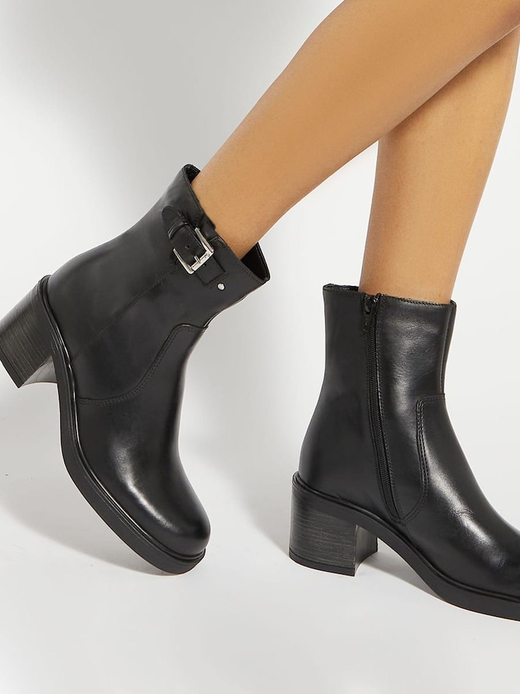 Dune London Black Parlowe Buckle Ankle Boots - Image 1 of 6