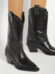 Dune London Black Podeo Western Studded Boots - Image 1 of 6