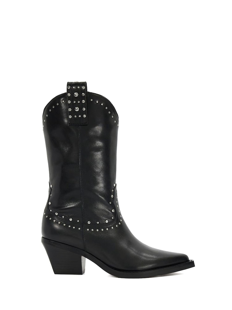 Dune London Black Podeo Western Studded Boots - Image 2 of 6