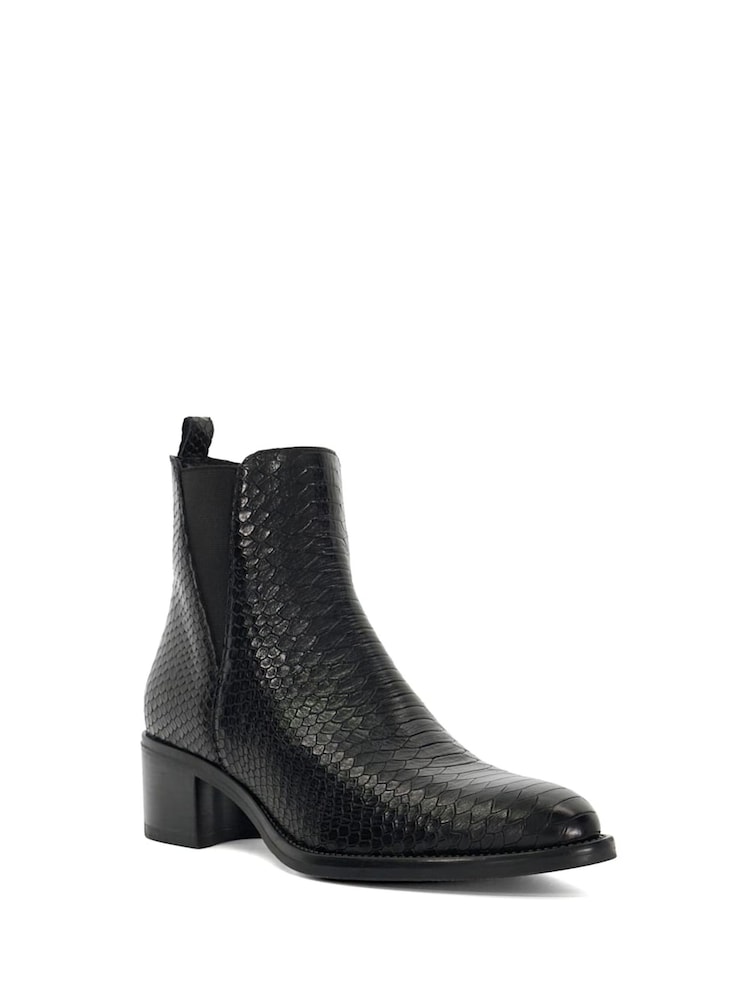 Dune London Black Pouring Block Heel Ankle Boots - Image 1 of 5