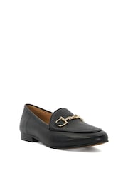 Dune London Black Wide Fit Glair Branded Snaffle Leather Trim Shoes - Image 3 of 6