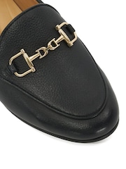 Dune London Black Wide Fit Glair Branded Snaffle Leather Trim Shoes - Image 6 of 6