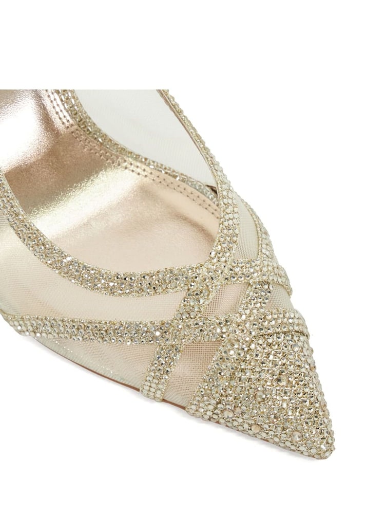 Dune London Bridged Shimmer Mesh Mix Court Shoes - Imagem 6 de 6
