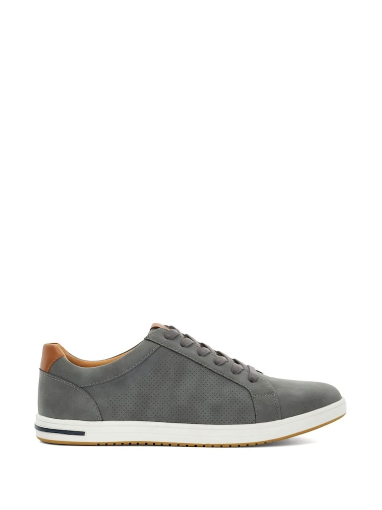 Dune London Light Grey Standard Fit Tezzy Perf Entry Trainers - Image 2 of 6