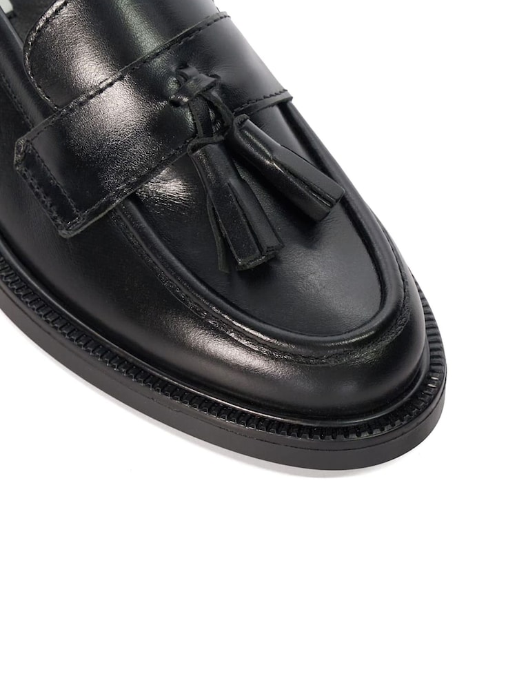 Dune London Black Wide Fit Garda Tassle Leather Black Loafers - Image 6 of 6 Dune London Black Wide Fit Garda Tassle Leather Black Loafers - Image 6 of 6