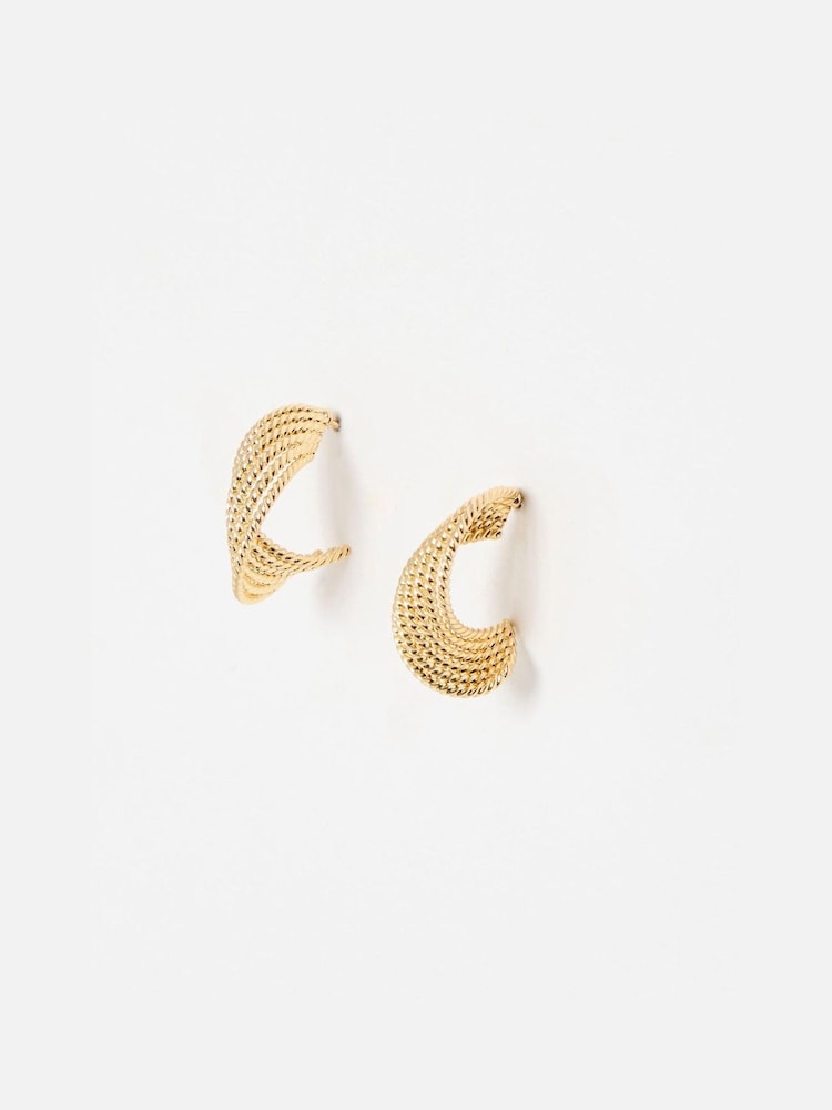Oliver Bonas Gold Tone Leia Twisted Hoop Earrings - Image 2 of 5