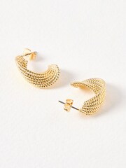 Oliver Bonas Gold Tone Leia Twisted Hoop Earrings - Image 3 of 5