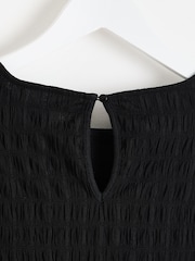 Oliver Bonas Black Textured Puff Sleeve Top - Image 9 of 9