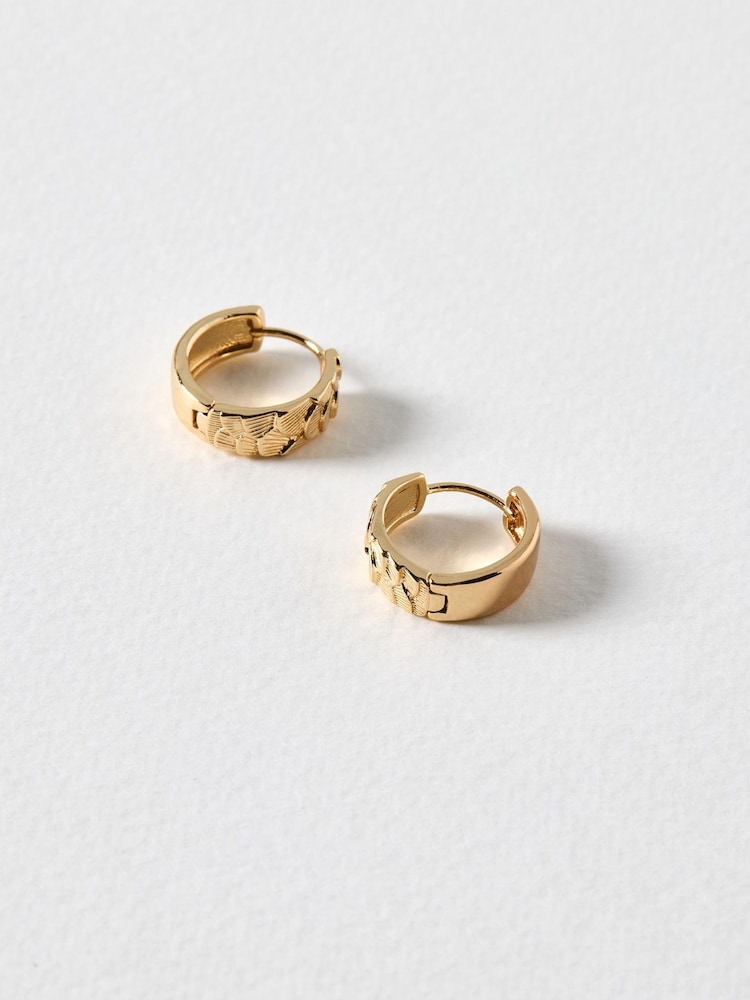 Oliver Bonas Gold Tone Viola Textured Hoop Earrings - Image 1 of 4