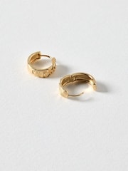 Oliver Bonas Gold Tone Viola Textured Hoop Earrings - Image 2 of 4