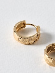 Oliver Bonas Gold Tone Viola Textured Hoop Earrings - Image 3 of 4