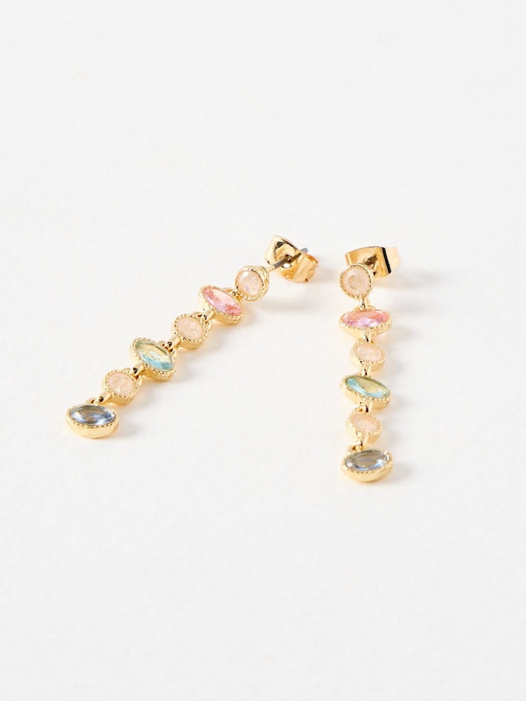 Oliver Bonas Black Gloria Stone Circles Drop Stud Earrings - Image 1 of 5