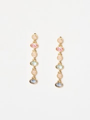 Oliver Bonas Black Gloria Stone Circles Drop Stud Earrings - Image 2 of 5