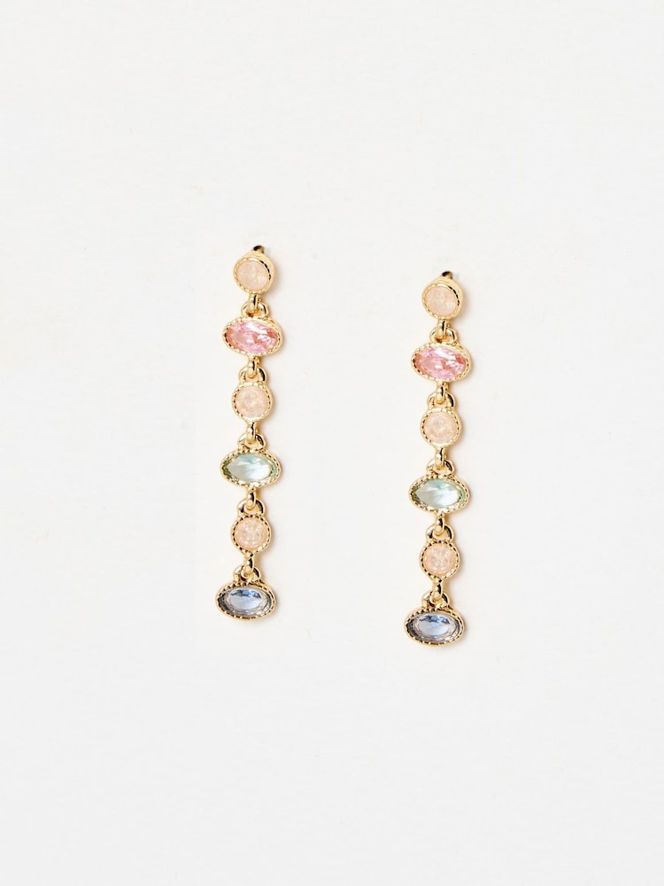Oliver Bonas Black Gloria Stone Circles Drop Stud Earrings - Image 2 of 5