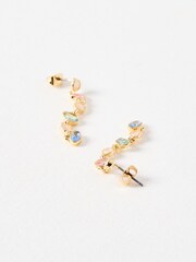 Oliver Bonas Black Gloria Stone Circles Drop Stud Earrings - Image 3 of 5