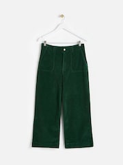 Oliver Bonas Green Corduroy Cropped Wide Leg Trousers - Image 4 of 8