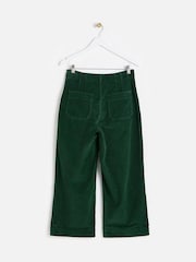 Oliver Bonas Green Corduroy Cropped Wide Leg Trousers - Image 5 of 8