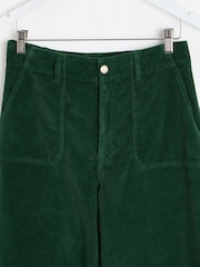 Oliver Bonas Green Corduroy Cropped Wide Leg Trousers - Image 6 of 8