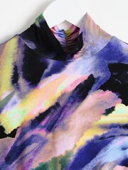 Oliver Bonas Blue Infinity Print Roll Neck Jersey Long Sleeve Top - Image 7 of 9