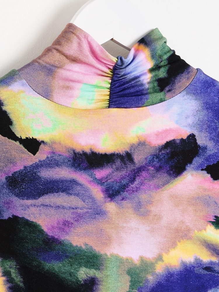 Oliver Bonas Blue Infinity Print Roll Neck Jersey Long Sleeve Top - Image 9 of 9