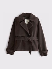 Abercrombie & Fitch Suede Cropped Belted Trench Coat - 1суретінің 1 суреті