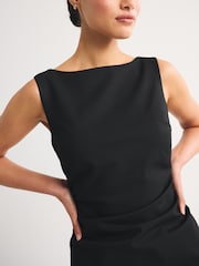 Abercrombie & Fitch Black High Neck Ruched Mini Dress - Image 3 of 6
