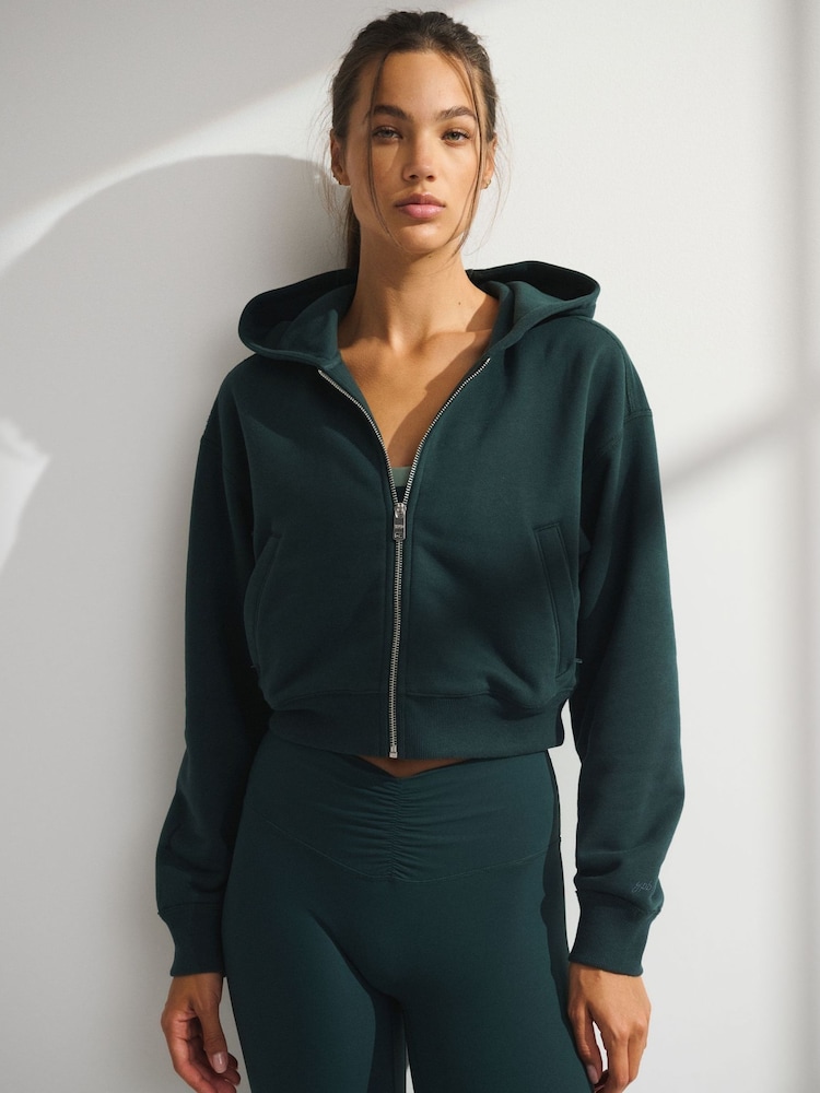 Abercrombie & Fitch Green Terry Cotton Washed  Zip Hoodie - Image 2 of 6