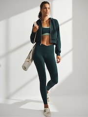 Abercrombie & Fitch Green Terry Cotton Washed  Zip Hoodie - Image 4 of 6