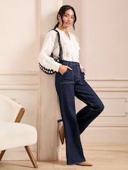 Love & Roses Indigo Blue Wide Leg Button Fly Jeans - Image 2 of 4