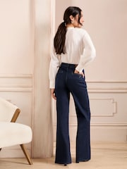 Love & Roses Indigo Blue Wide Leg Button Fly Jeans - Image 4 of 4