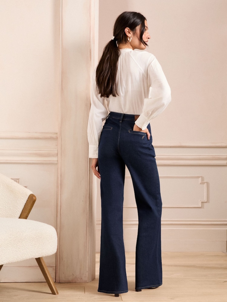 Love & Roses Indigo Blue Wide Leg Button Fly Jeans - Image 4 of 4