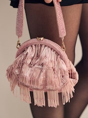 Pink Tassle Hand Held Bag - Image 1 of 5