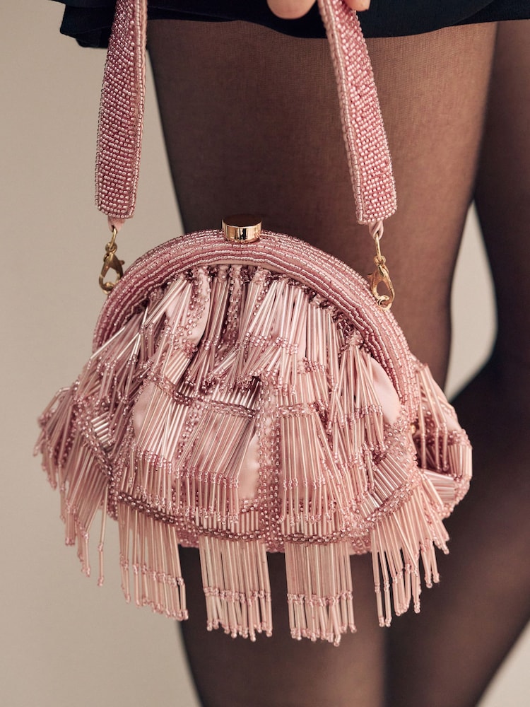 Pink Tassle Hand Held Bag - Image 1 of 5