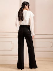 Love & Roses Black Wide Leg Button Fly Jeans - Image 4 of 5