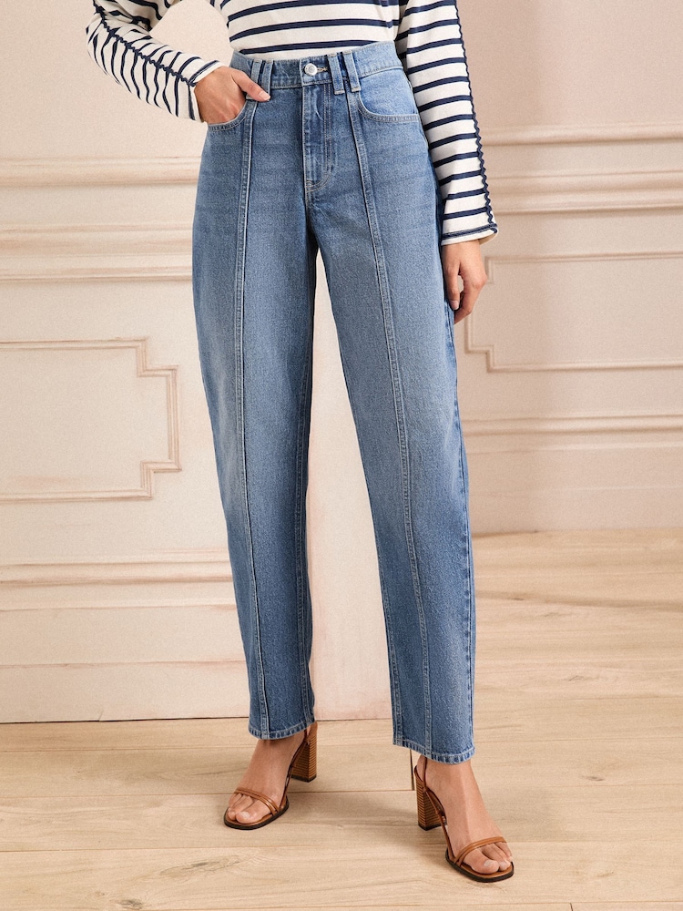 Love & Roses Mid Wash Blue Barrel Leg Jeans - Image 1 of 5